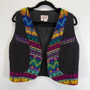 Tropical Rare Vintage 90s Unisex Handwoven Aztek Tribal Boho Guatemalan Vest M